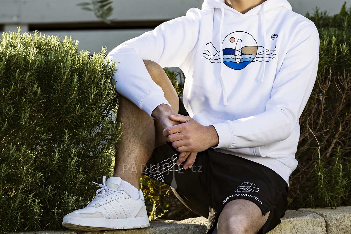 Pánský outfit 1 - bílá, černá - mikina bílá, MMA kraťasy černé