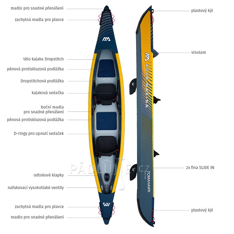 Kajak AQUA MARINA TOMAHAWK AIR-K 440 model 2023 - dvoumístný nafukovací