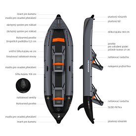 Kajak AQUADESIGN Koloa X'Perience 2 360 - nafukovací dvoumístný