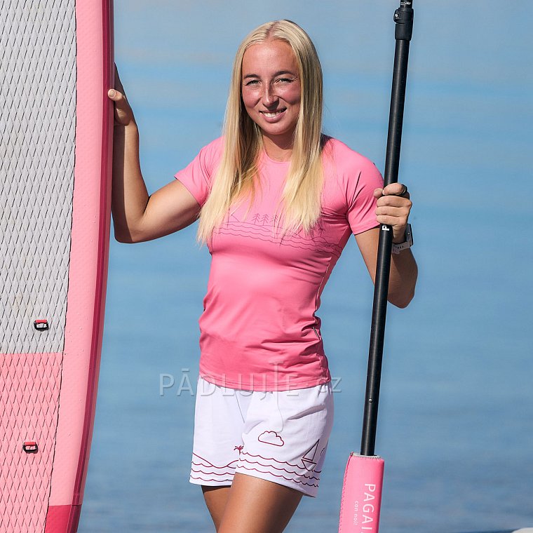 Tričko dámské PADDLEBOARDING PINK růžová lycra krátký rukáv
