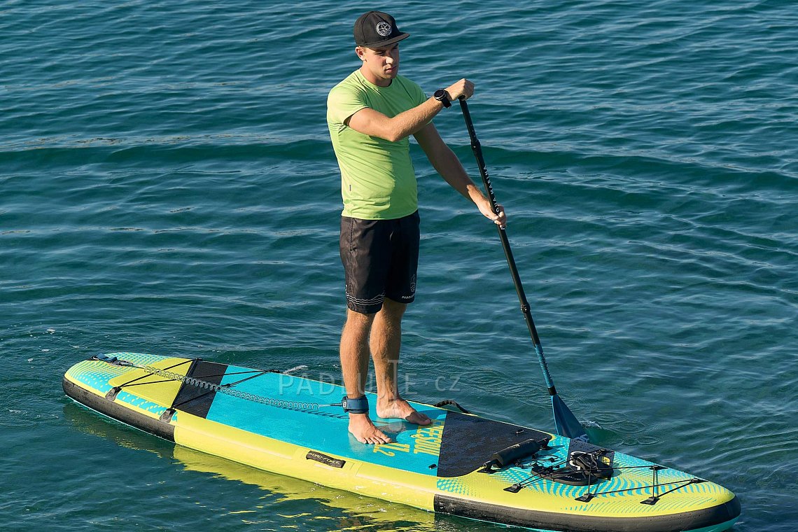 Tričko pánské PADDLEBOARDING NEON GREEN svítivě zelené lycra krátký rukáv