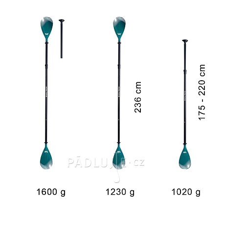 Pádlo AQUA MARINA Dual Tech Combo zelené 4-dílné nastavitelné pádlo pro paddleboard i kajak model