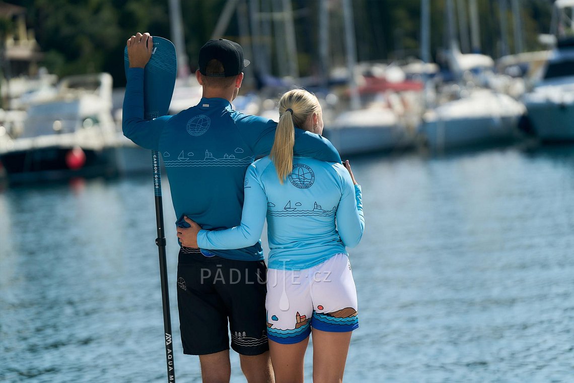Tričko pánské PADDLEBOARDING PETROL tmavě modrá lycra dlouhý rukáv