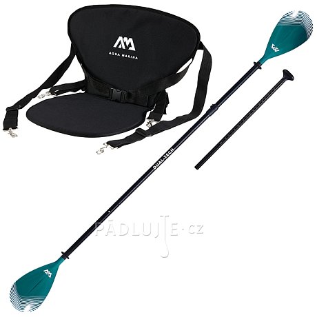 Sada pro pádlování v sedě - kajakové pádlo Aqua Marina Dual Tech zelené + sedačka Aqua Marina