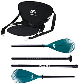 Sada pro pádlování v sedě - kajakové pádlo Aqua Marina Dual Tech zelené + sedačka Aqua Marina
