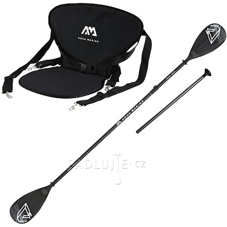 Sada pro pádlování v sedě - kajakové pádlo Aqua Marina Dual Tech černé + sedačka Aqua Marina
