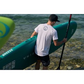 Tričko pánské PADDLEBOARDING STAMP WHITE lycra krátký rukáv