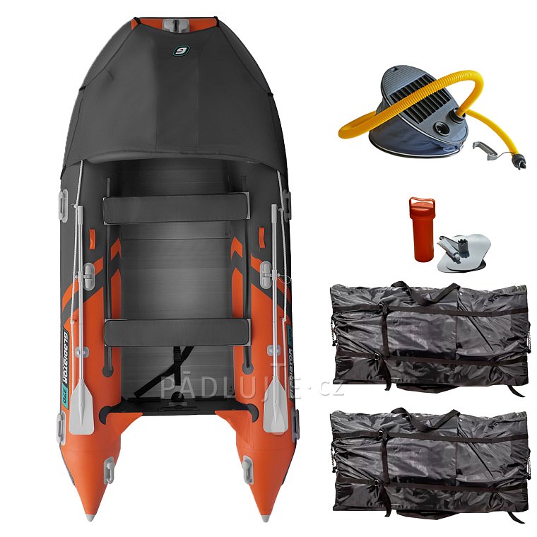 Člun GLADIATOR ACTIVE C370AL orange dark grey - nafukovací člun s hliníkovou podlahou