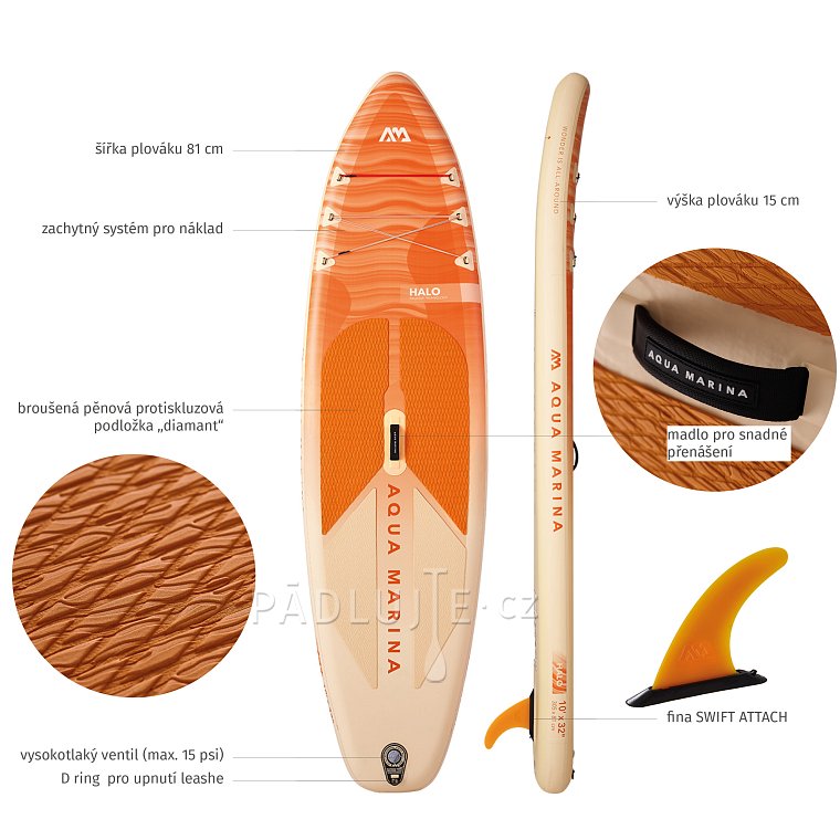 Paddleboard AQUA MARINA HALO 10'0 - ultralehký nafukovací paddleboard