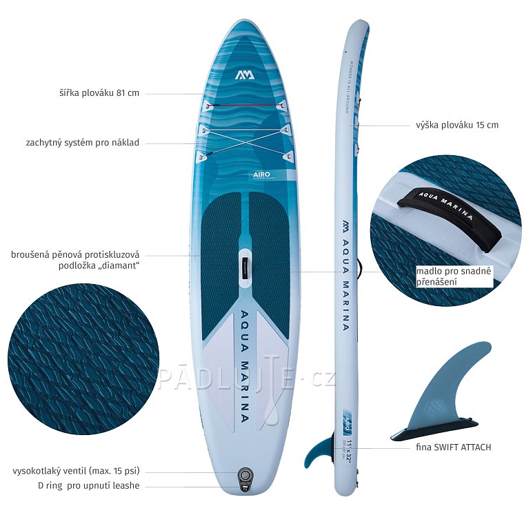 Paddleboard AQUA MARINA AIRO 11'0 - ultralehký nafukovací paddleboard