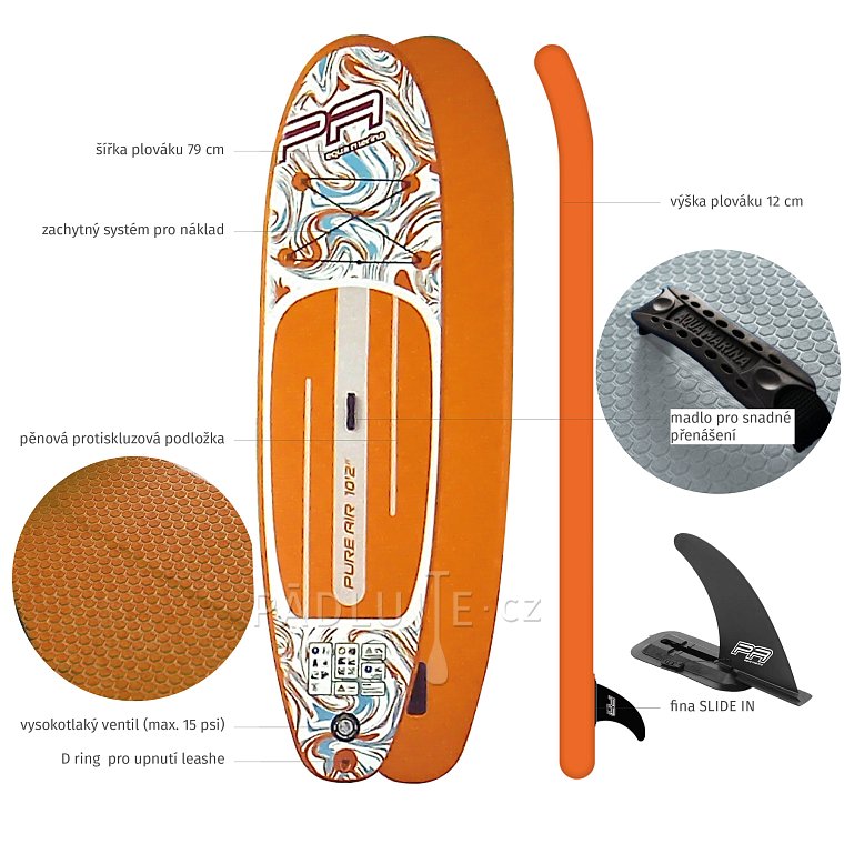 Paddleboard AQUA MARINA PURE AIR 10'2'' ORANGE - nafukovací