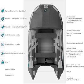 Člun GLADIATOR ACTIVE C330AL light dark grey - nafukovací člun s hliníkovou podlahou