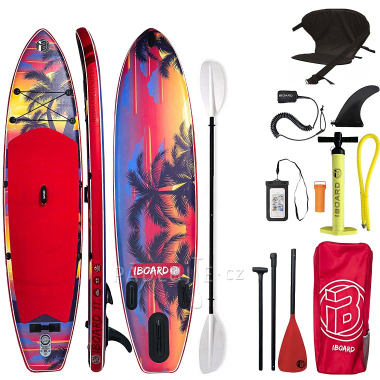 Paddleboard iBOARD 11' RED PALM - nafukovací