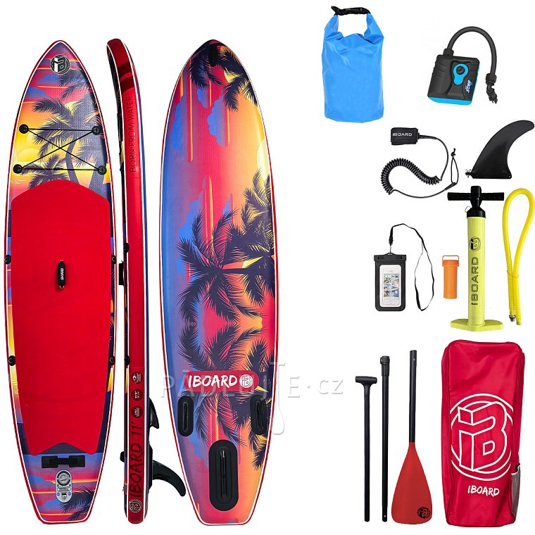 Paddleboard iBOARD 11' RED PALM - nafukovací