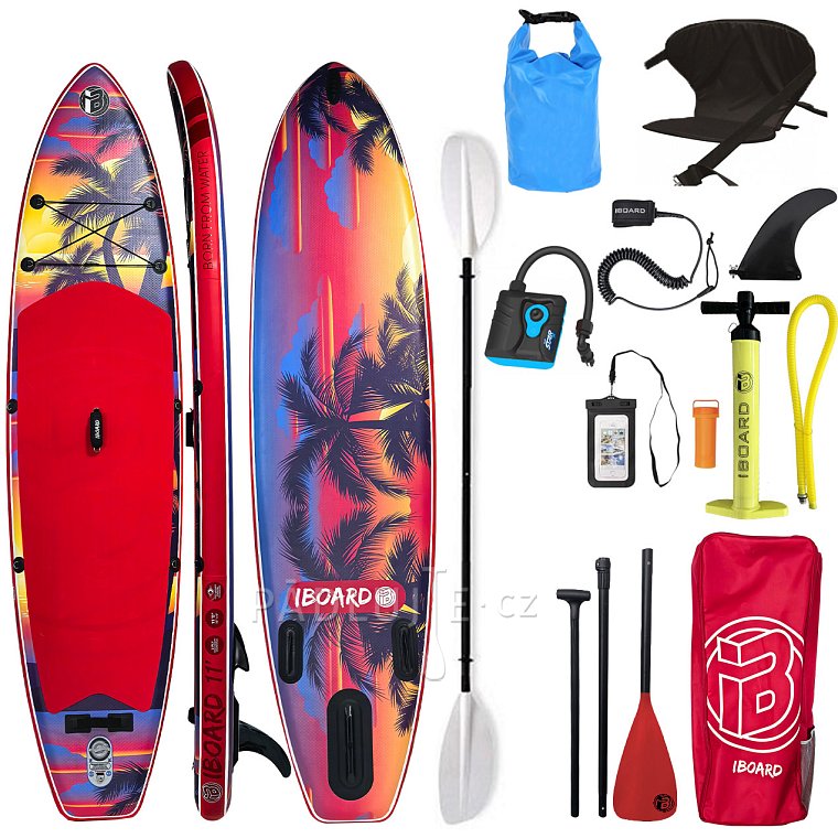 Paddleboard iBOARD 11' RED PALM - nafukovací