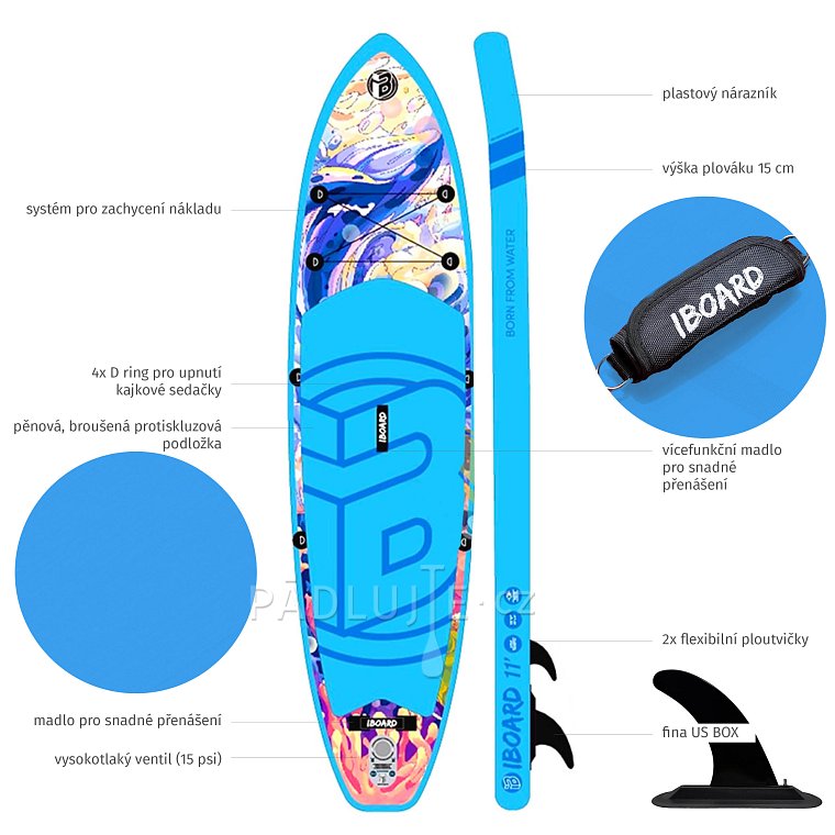 Paddleboard iBOARD 11' WHALE - nafukovací