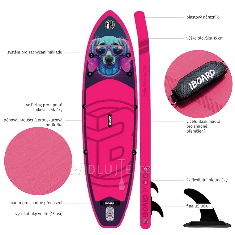 Paddleboard iBOARD 11' DOG - nafukovací