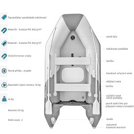 Člun GLADIATOR LIGHT AK300AD light dark grey - nafukovací člun s vysokotlakou podlahou