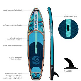 Paddleboard SUN REFLECTIONS XXL 11'6'' COMBO Ocean mirage - nafukovací