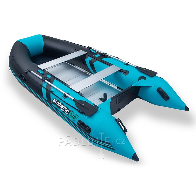 Člun GLADIATOR CLASSIC B370AL black turquoise - nafukovací člun s hliníkovou podlahou