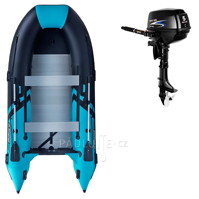 Člun GLADIATOR CLASSIC B370AL black turquoise - nafukovací člun s hliníkovou podlahou