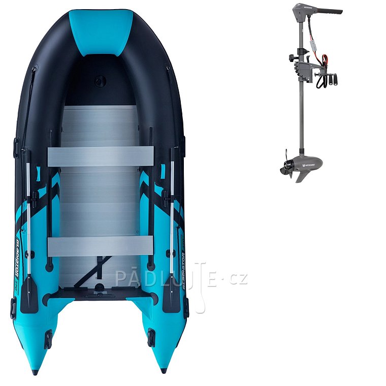 Člun GLADIATOR CLASSIC B370AL black turquoise - nafukovací člun s hliníkovou podlahou