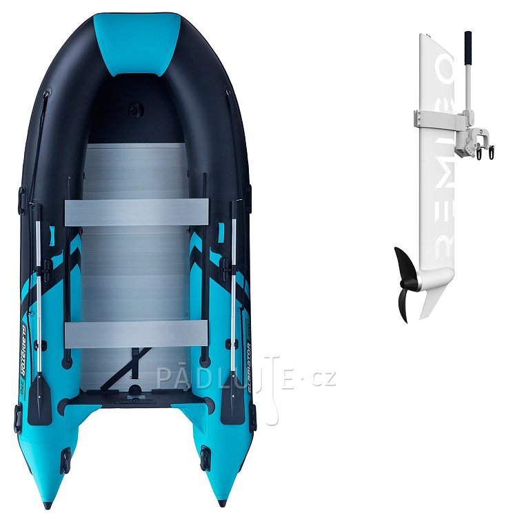 Člun GLADIATOR CLASSIC B370AL black turquoise - nafukovací člun s hliníkovou podlahou