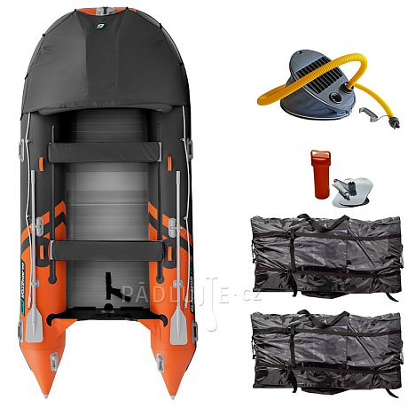 Člun GLADIATOR ACTIVE C420AL orange dark grey - nafukovací člun s hliníkovou podlahou
