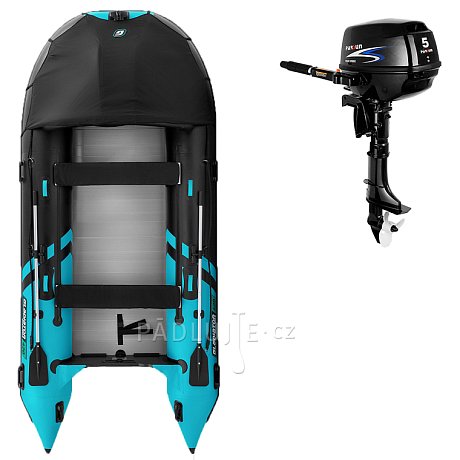 Člun GLADIATOR ACTIVE C420AL black turquoise - nafukovací člun s hliníkovou podlahou