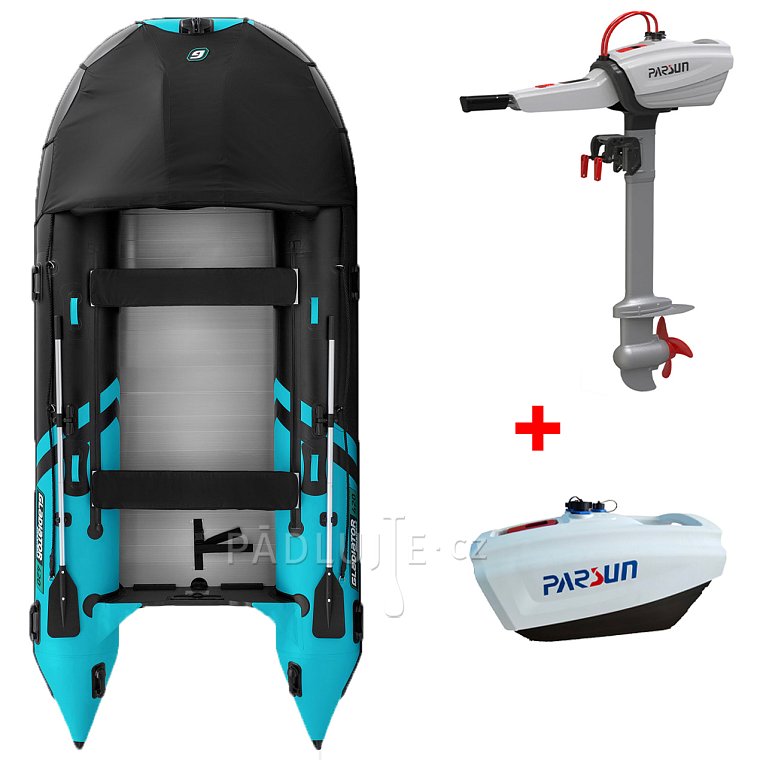 Člun GLADIATOR ACTIVE C420AL black turquoise - nafukovací člun s hliníkovou podlahou