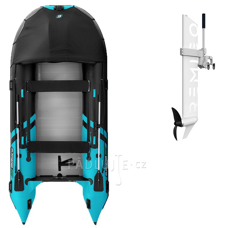 Člun GLADIATOR ACTIVE C420AL black turquoise - nafukovací člun s hliníkovou podlahou