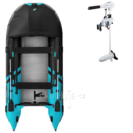 Člun GLADIATOR ACTIVE C420AL black turquoise - nafukovací člun s hliníkovou podlahou