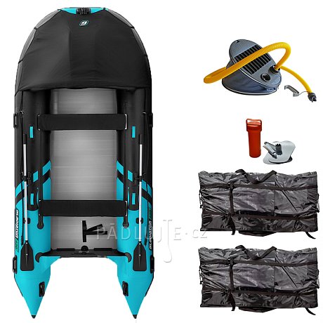 Člun GLADIATOR ACTIVE C420AL black turquoise - nafukovací člun s hliníkovou podlahou