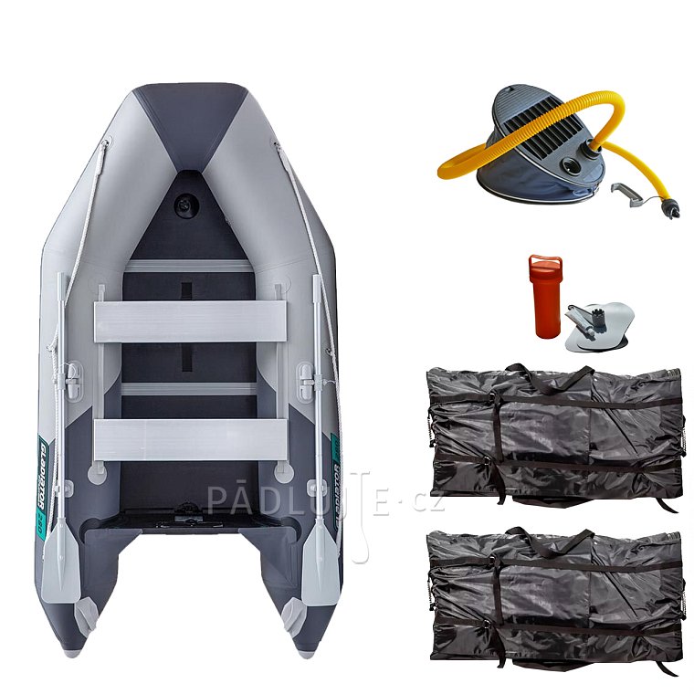 Člun GLADIATOR LIGHT AK280 light dark gray - nafukovací člun s dřevěnou podlahou