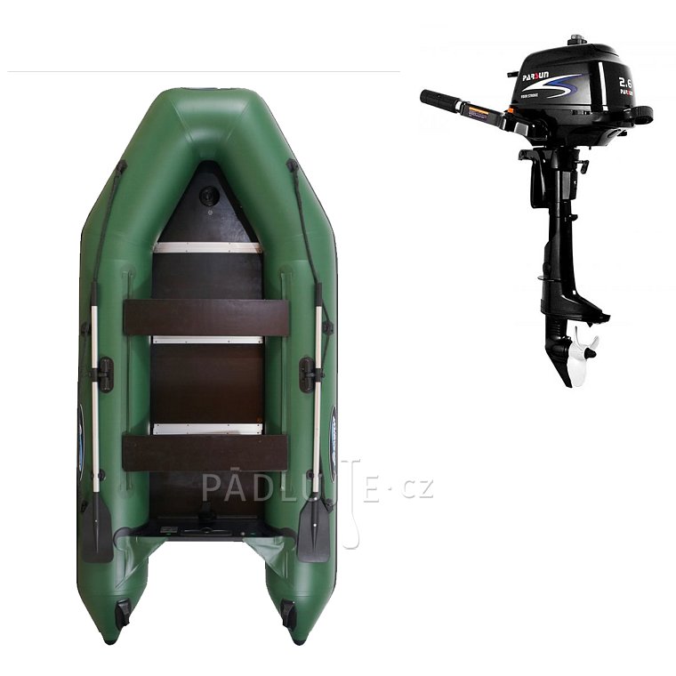 Člun GLADIATOR LIGHT AK280 green - nafukovací člun s dřevěnou podlahou