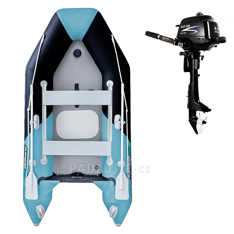 Člun GLADIATOR LIGHT AK300AD black turquoise - nafukovací člun s vysokotlakou podlahou