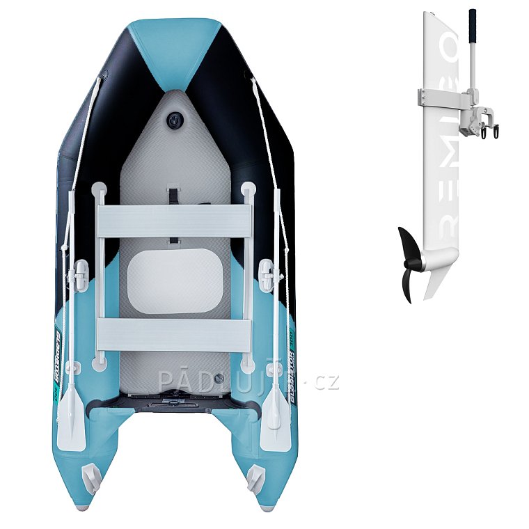 Člun GLADIATOR LIGHT AK300AD black turquoise - nafukovací člun s vysokotlakou podlahou
