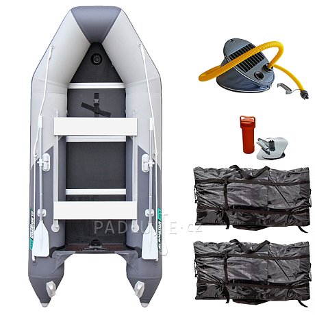 Člun GLADIATOR LIGHT AK340WF light dark grey - nafukovací člun s dřevěnou podlahou