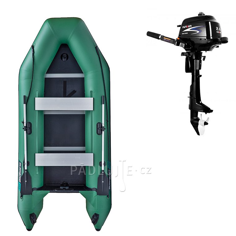 Člun GLADIATOR LIGHT AK340 green - nafukovací člun s dřevěnou podlahou