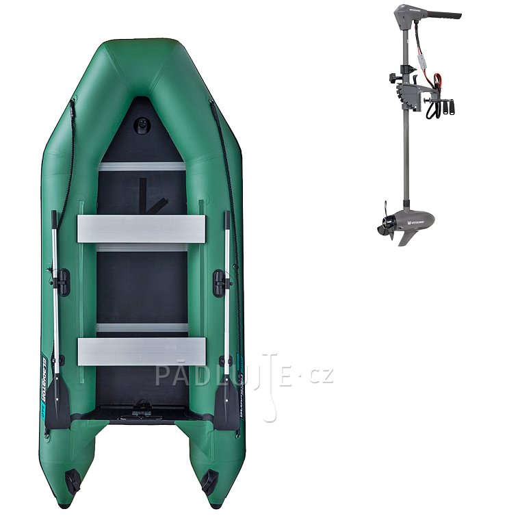 Člun GLADIATOR LIGHT AK340WF green - nafukovací člun s dřevěnou podlahou
