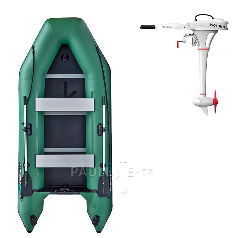 Člun GLADIATOR LIGHT AK340 green - nafukovací člun s dřevěnou podlahou