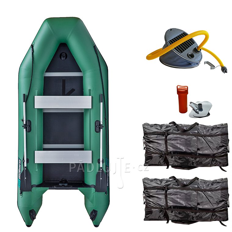 Člun GLADIATOR LIGHT AK340 green - nafukovací člun s dřevěnou podlahou