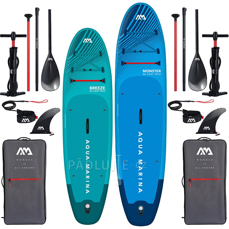 AQUA MARINA BREEZE 9'10 BLUE , MONSTER 12'0 BLUE - Rodinná sada nafukovacích paddleboardů