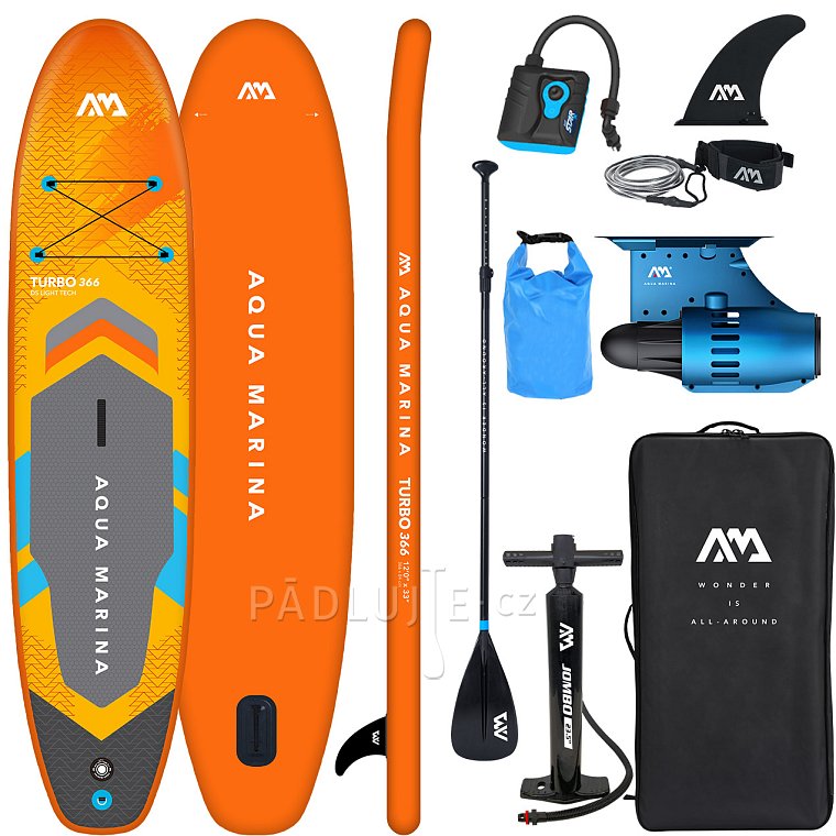 Paddleboard AQUA MARINA GO TURBO 366 12'0'' s motorem AQUA MARINA BlueDrive S Power fin