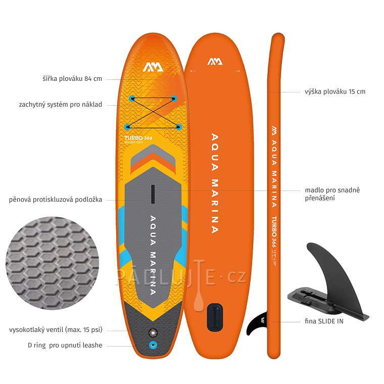 Paddleboard AQUA MARINA GO TURBO 320 10'6 s motorem AQUA MARINA BlueDrive S Power fin