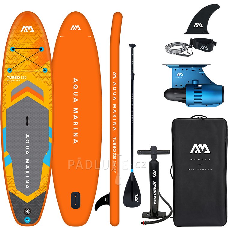 Paddleboard AQUA MARINA GO TURBO 320 10'6'' s motorem AQUA MARINA BlueDrive S Power fin