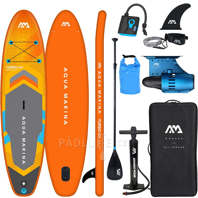 Paddleboard AQUA MARINA GO TURBO 320 10'6'' s motorem AQUA MARINA BlueDrive S Power fin