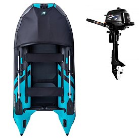 Člun GLADIATOR ACTIVE C330AD black turquoise - nafukovací člun s vysokotlakou podlahou