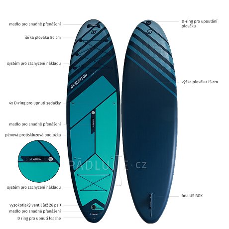 Paddleboard GLADIATOR PRO 10'8 s karbon pádlem 2026 - nafukovací