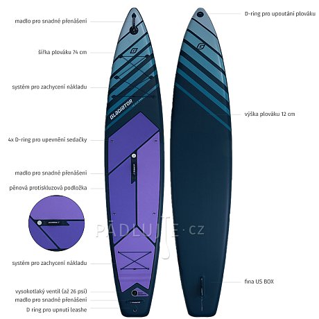 Paddleboard GLADIATOR PRO 12'6 LIGHT s karbon pádlem 2026 - nafukovací